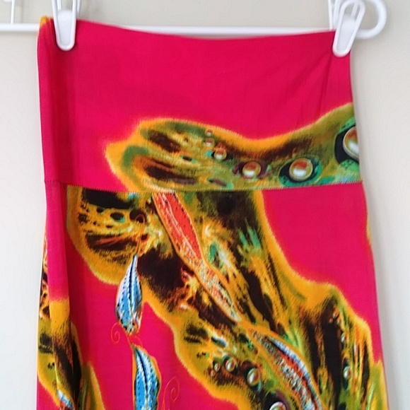 NWT Julia Silk Blend Tropical Maxi Fun Beachy Vibe Skirt S/M Red Yellow - Picture 11 of 16